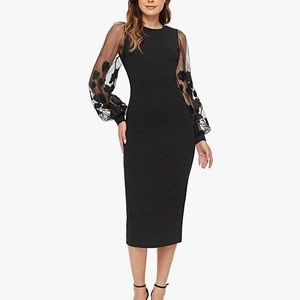 NWOT 🌸 SM - Mesh Contrast Bishop Sleeve Dress